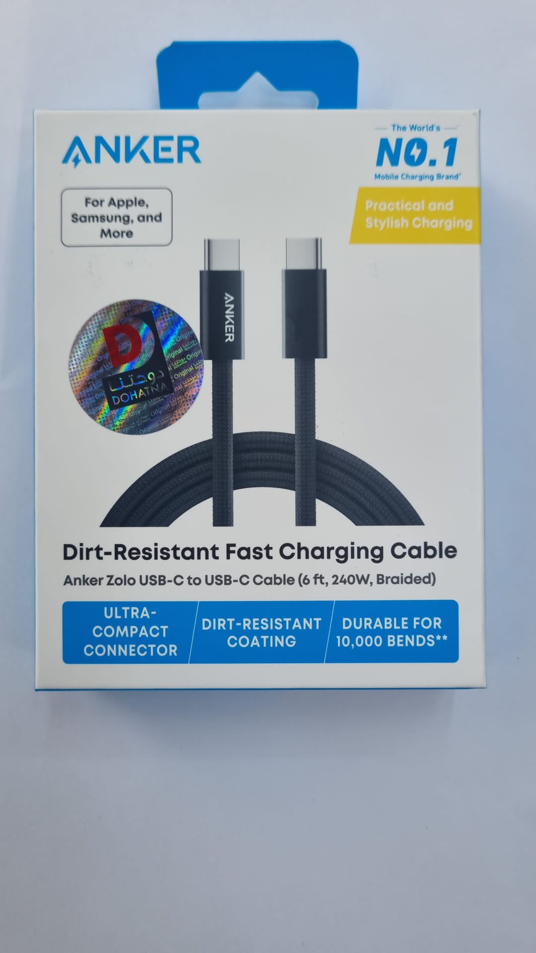 Anker Dirt-Resistant Fast Charging Cable USB C- to USB-C (6ft, 240W Braided)