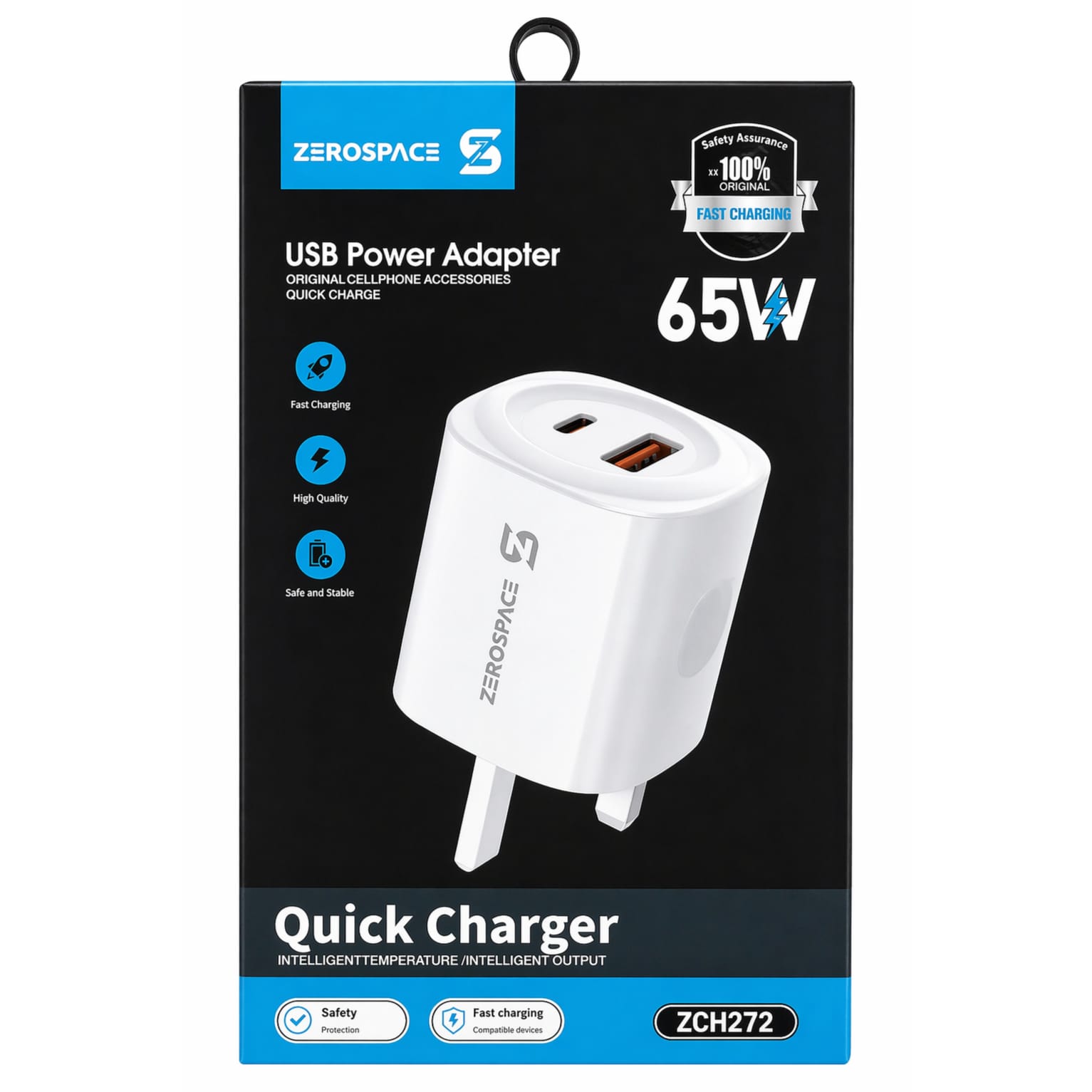 65W PD Power Adapter Trio USB-C an USB-A Port ZeroSpace